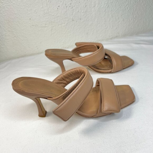 Gia Borghini Pernille Teisbaek Two-Band Puffy Slide Sandals Tan Leather 39.5 - Picture 7 of 16